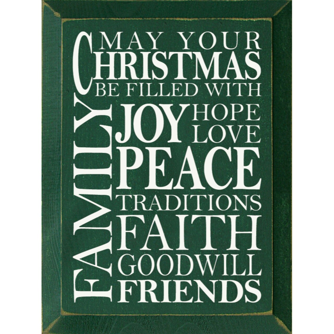Contemporary Home Living 12" Green and White Rectangular Filled With Joy Christmas Wood Sign